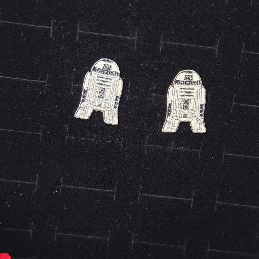 R2-D2 Robot Cufflinks White Enamel Sci-Fi Droid French Cuff Formal Star Wars Fan